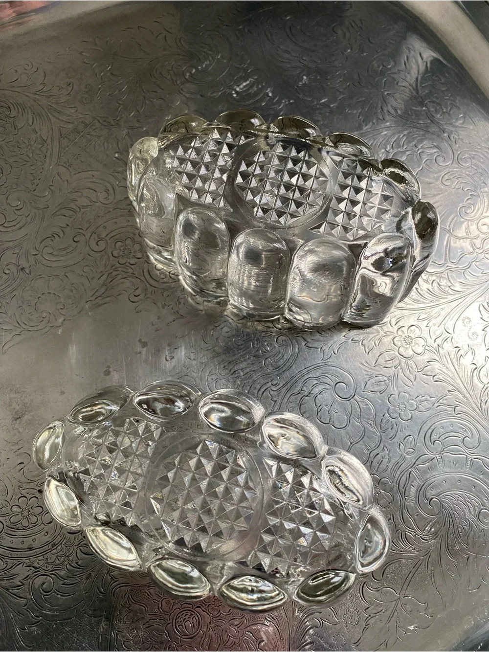 Set of 2 Princess House Crystal spoon rest flatware Holders